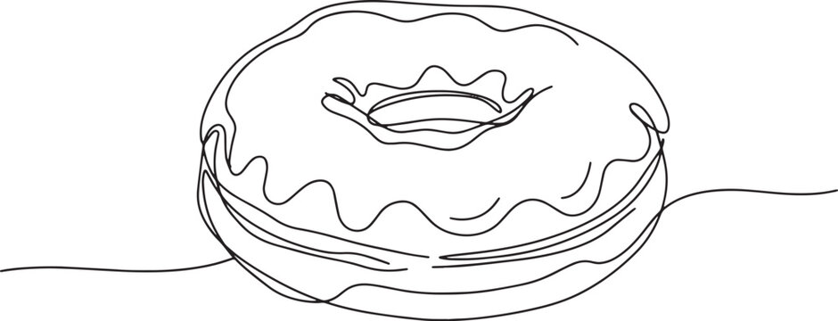 Elegant donut continuous line drawing minimalist style for pastr
