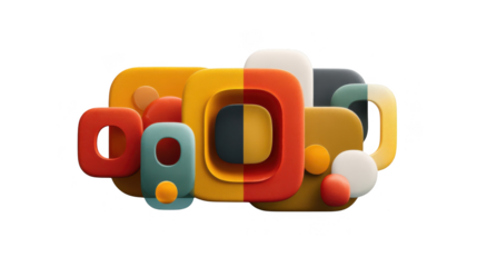 Colorful abstract design with squares and circles