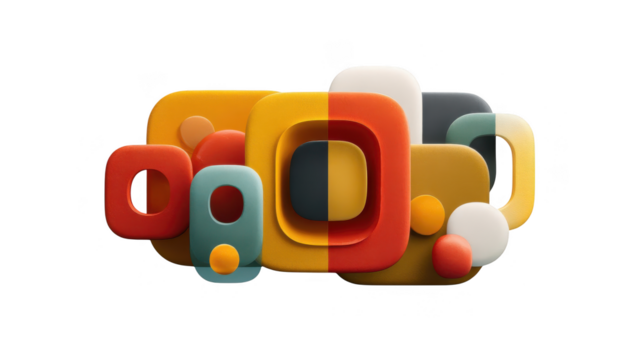 Colorful abstract design with squares and circles