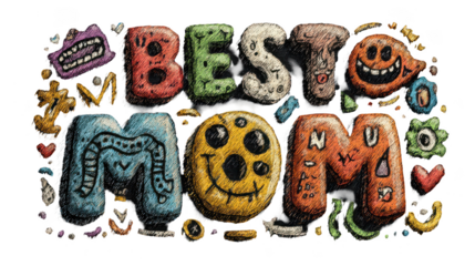Best mom is a colorful drawing of letters that are drawn in a fun
