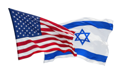 United states and israel flags together symbolizing friendship and alliance studio setting isolated on transparent background