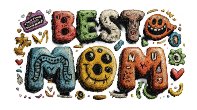 Best mom is a colorful drawing of letters that are drawn in a fun