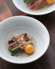 スイスチャードとほおずきのお浸し