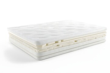 Soft mattress with multiple support layers inside, the image isolated on white