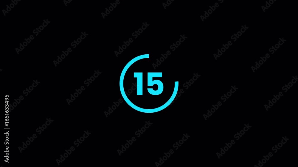 Wall mural twenty seconds countdown timer animation, 20 sec countdown on black background, twenty second countd