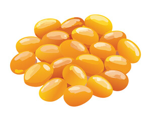 Bunch of Papaya Seeds or Papaya-like Orange Droplets - Vector Illustration