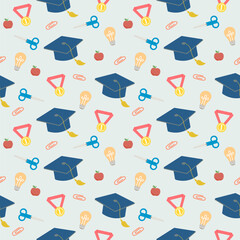 Seamless Pattern Vector with School Supplies for Back to School Design