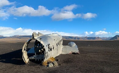 Airplane wreck Scenes from Travel through Remote Iceland