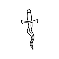 simple vector drawing of a wavy bladed dagger