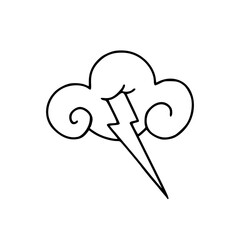simple thunder and rain cloud doodle clipart