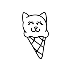 kawaii kitten ice cream doodle
