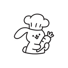 Happy Bunny Chef Holding Fresh Carrot
