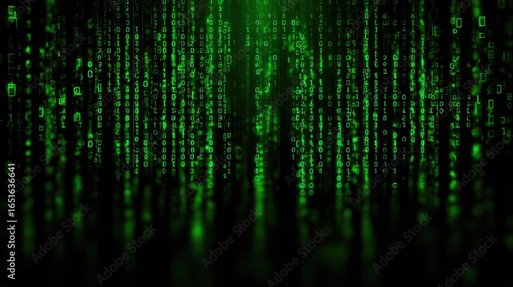 Aufkleber abstract representation of digital codes illustrating technology and data flow in a vibrant green hu