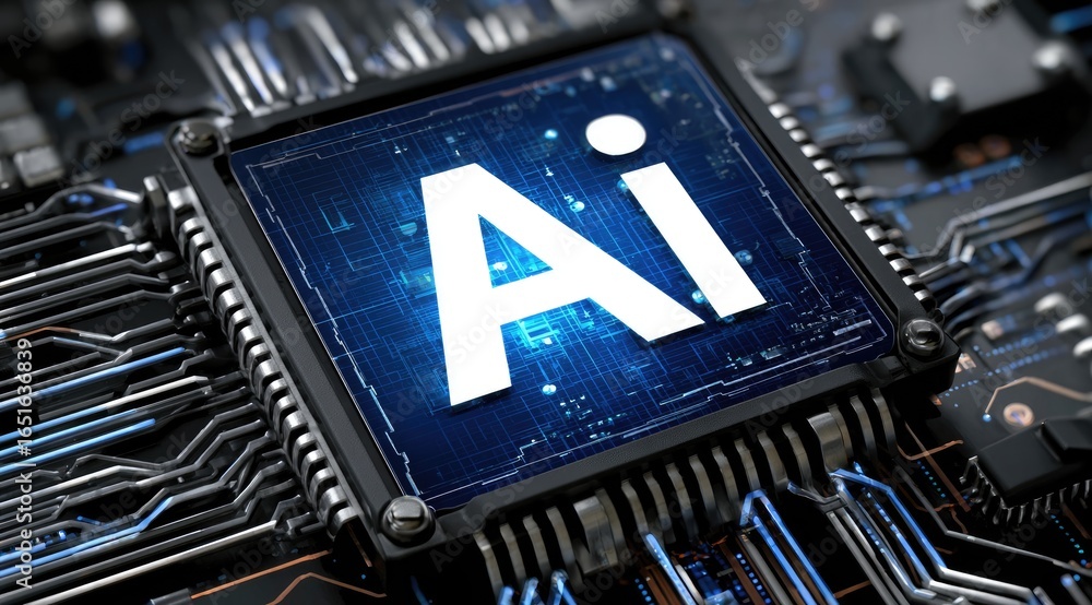Aufkleber a close-up view of a computer chip showcasing the letters 'ai', symbolizing artificial intelligence 