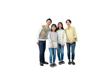 家族四人のポートレート