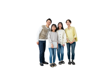 家族四人のポートレート