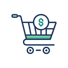 Shopping cart icon with a dollar sign symbolizing commerce and finance © soloprenure 