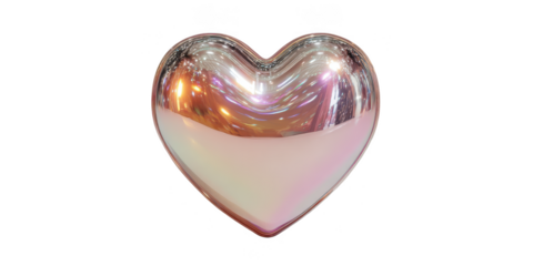 Shiny, metallic heart with a purple hue