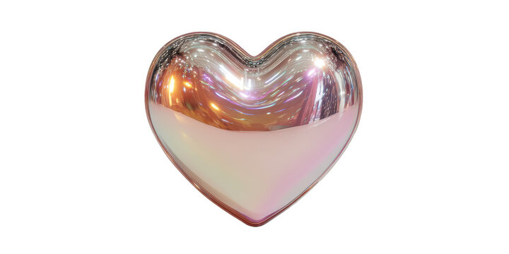 Shiny, metallic heart with a purple hue