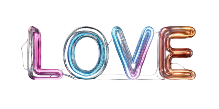 Love is a word that is written in neon lights - Powered by Adobe
