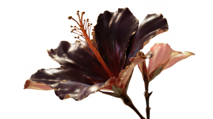Flower with a brown stem and a pink flower bud