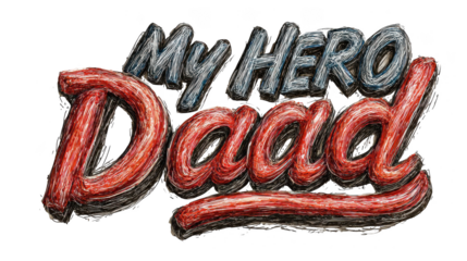 Cartoonish logo for a movie called My Hero Dad
