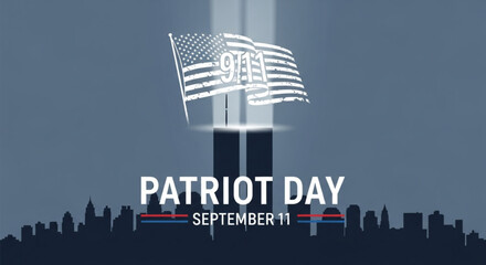 A patriot day tribute with the american flag and new york city skyline