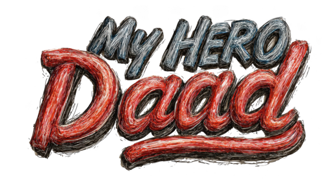 Cartoonish logo for a movie called My Hero Dad