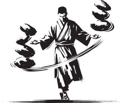 Zen stone balancer a minimalist illustration of mindful practice