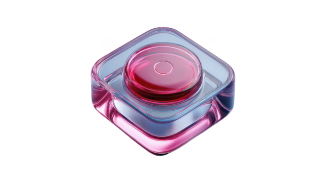 Square glass object with a red center - Powered by Adobe