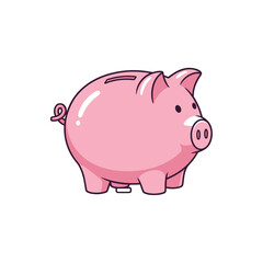 A cute pink cartoon piggy bank with a coin slot, representing personal finance, savings, and investment.