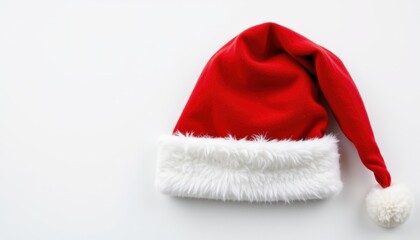 Festive Red Santa Hat White Background