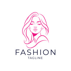 Elegant Fashion Logo with Woman's Face