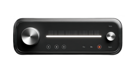 Black radio with a silver knob