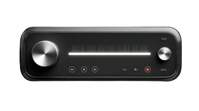Black radio with a silver knob