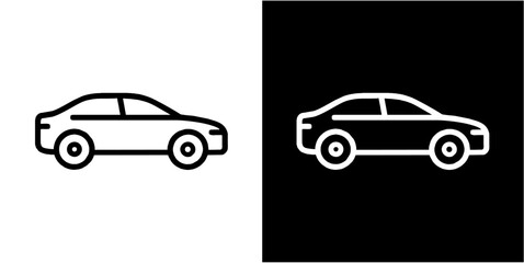 Sedan Car Icon - Minimalist Black Outline Vector