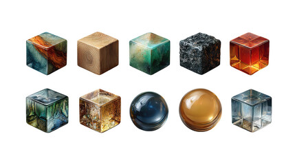 Obraz premium Collection of colorful glass cubes and spheres
