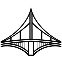 Obraz premium Symmetrical bridge outline with pointed apex and arched base structure architecture