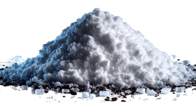 Pile of Salt: A close-up shot of a pristine pile of salt, exhibiting its fine crystalline texture, highlighting its simple yet fundamental role in culinary practice and global trade.