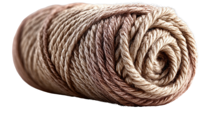 Coiled Yarn: A close-up shot reveals a tightly coiled ball of yarn, its warm color palette showcasing a rich blend of tones, perfect for craft and textile projects.