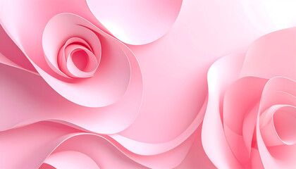 Abstract Paper Rose Composition with Soft Pink Tones and Studio Lighting