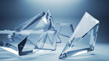 Shattered Glass: Abstract Kinetic Art, Dynamic Crystal Fragments, Slow-Motion Elegance