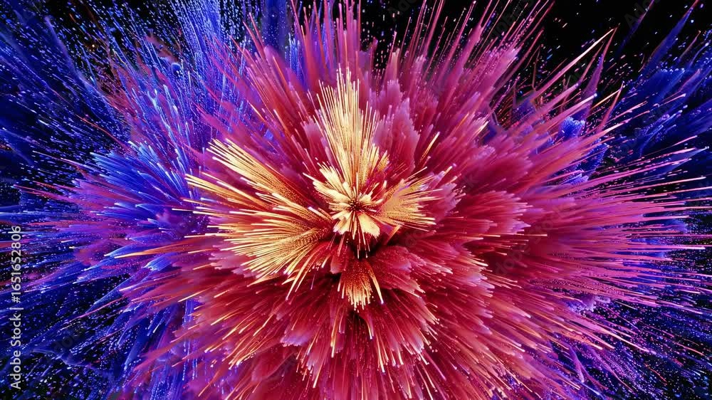 Poster green screen display of vibrant fireworks exploding in a kaleidoscope of colors against a solid back