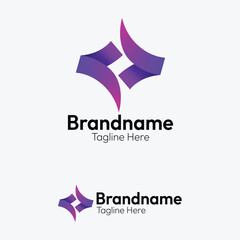 Modern Geometric Corporate Logo Design Featuring an Abstract Star or Pinwheel Shape with a Gradient Ribbon