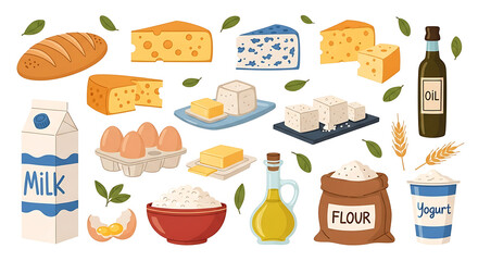 Illustration of various food ingredients