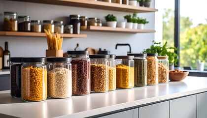 Kitchen pantry grains  legumes.
