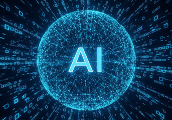 Artificial intelligence glowing sphere design