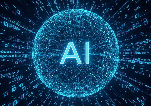 Artificial intelligence glowing sphere design