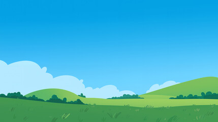 Meadow And Hills Under Blue Sky Illustration