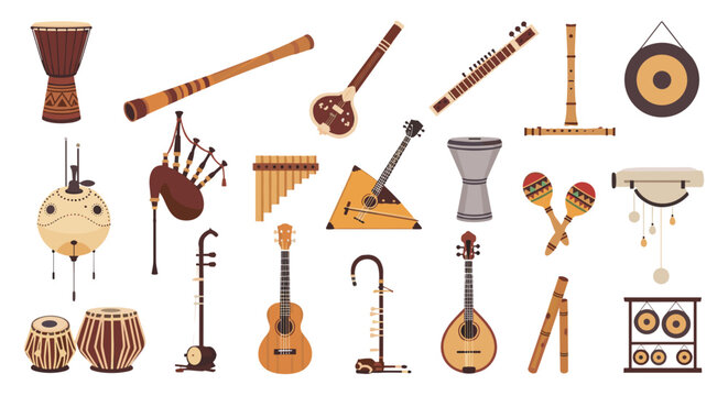 Illustration showcasing a diverse collection of various musical instruments
